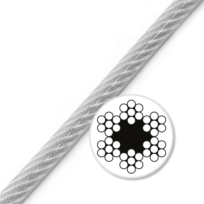 Câble gaîné pvc en acier Ø 6 mm avec 2 boucles serties sur mesure